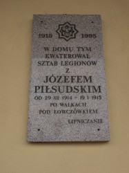 tablica upamiętniająca pobyt Piłsudskiego w Lipnicy Murowanej