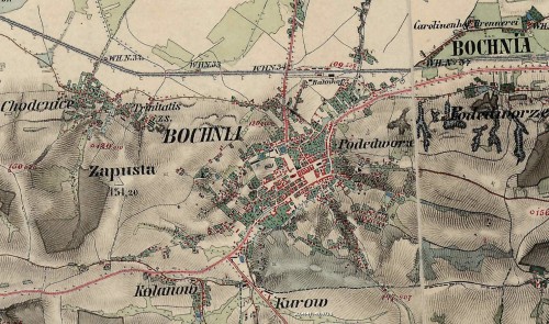 Bochnia na mapie z lat 1861-64
