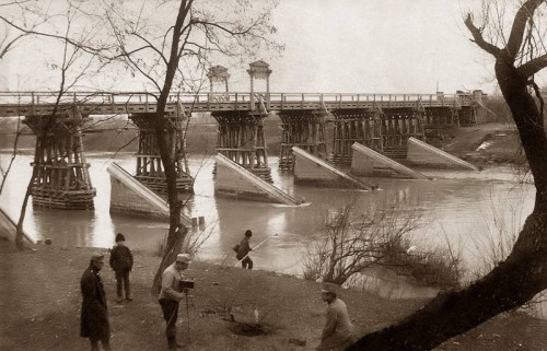 Odbudowa mostu na Rabie w Proszówkach w 1915 r.